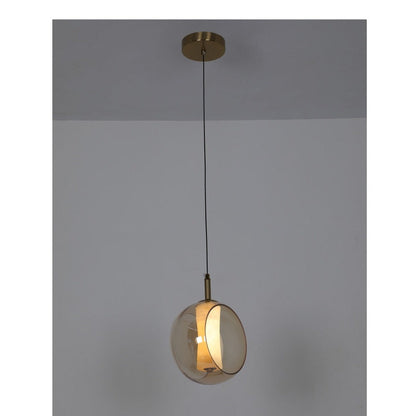 JS-GL-6039-1AM - Antique Brass Metal & Glass & Onyx Marble Hanging Light