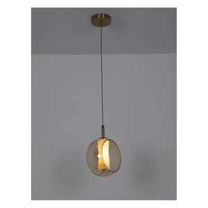 JS-GL-6039-1AM - Antique Brass Metal & Glass & Onyx Marble Hanging Light
