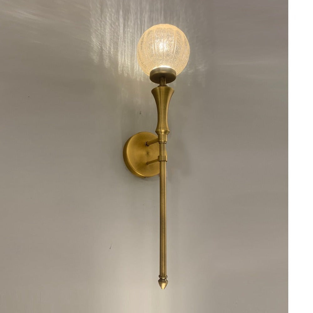 JS-GL-60860-1W - Antique Brass Metal & Glass Modern Wall Light