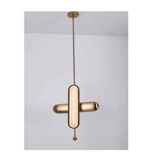JS-GL-6127-2 (Rotatable) - Antique Brass Metal & Acrylic Brass Hanging Light