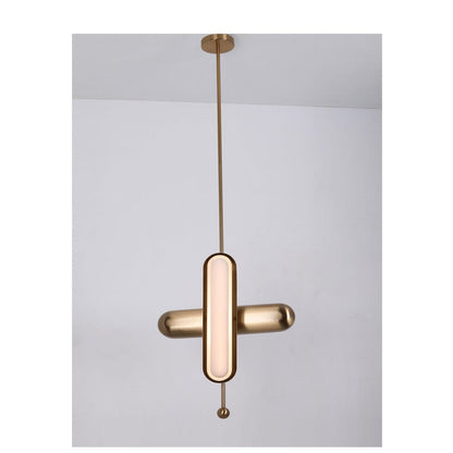 JS-GL-6127-2 (Rotatable) - Antique Brass Metal & Acrylic Brass Hanging Light