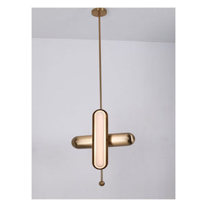 JS-GL-6127-2 (Rotatable) - Antique Brass Metal & Acrylic Brass Hanging Light