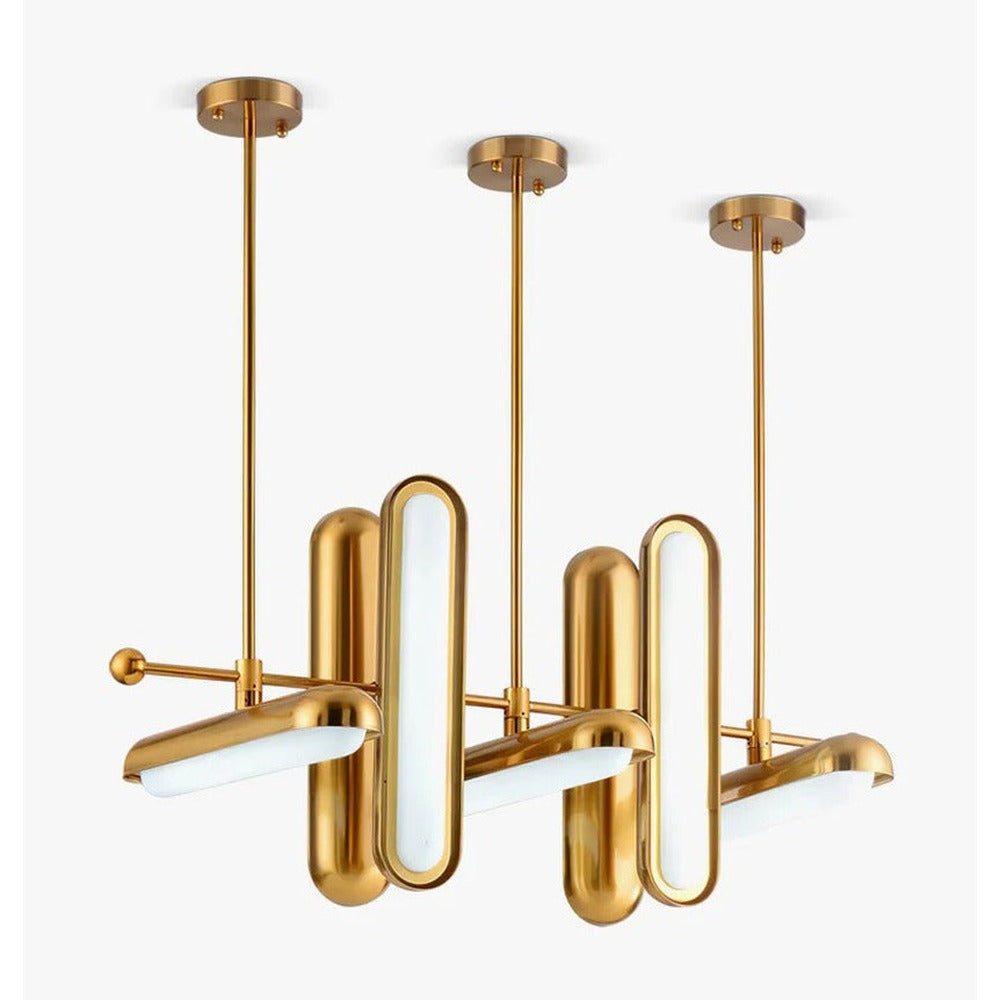 JS-GL-6128/7 - Antique Brass Metal & Acrylic Led Chandelier