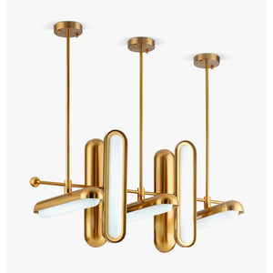 JS-GL-6128/7 - Antique Brass Metal & Acrylic Led Chandelier