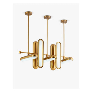 JS-GL-6128/7 - Antique Brass Metal & Acrylic Led Chandelier