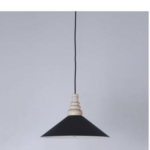 JS-GL-6143-1 - Black & White Metal & Wood Modern Hanging Light