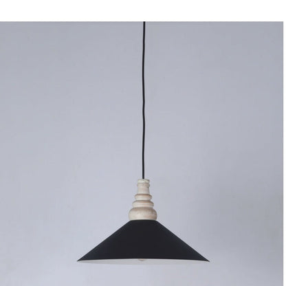 JS-GL-6143-1 - Black & White Metal & Wood Modern Hanging Light