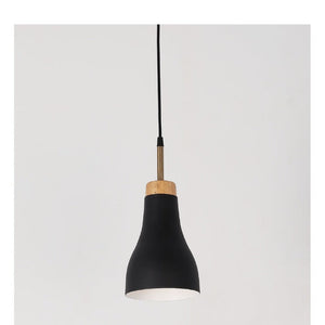 JS-GL-6144-1 - Black & White & Antique Brass Metal & Wood Modern Hanging Light