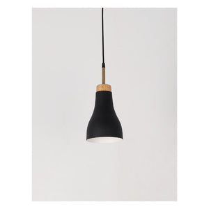 JS-GL-6144-1 - Black & White & Antique Brass Metal & Wood Modern Hanging Light