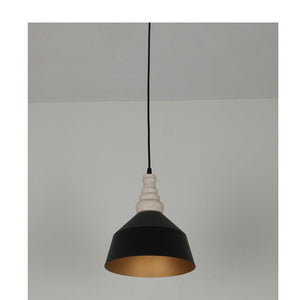 JS-GL-6168-1 - Black & Gold Metal & Wood Modern Hanging Light