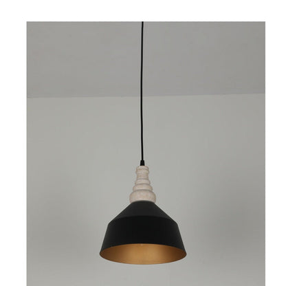 JS-GL-6168-1 - Black & Gold Metal & Wood Modern Hanging Light