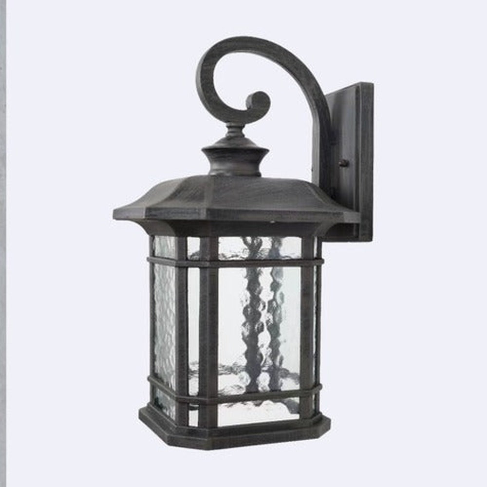 JS-GL-62-L - Rustic Grey Metal & Glass Outdoor Wall Light
