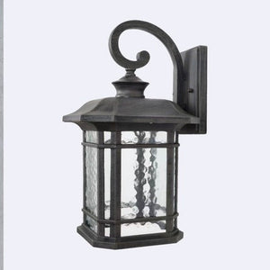 JS-GL-62-L - Rustic Grey Metal & Glass Outdoor Wall Light