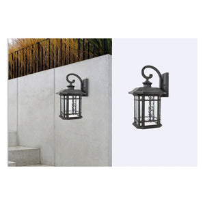 JS-GL-62-L - Rustic Grey Metal & Glass Outdoor Wall Light