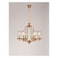 JS-GL-6231-6 - Antique Brass Metal & Amber Glass Modern Chandelier