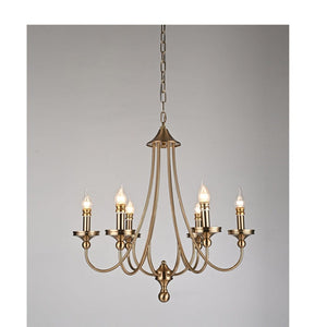 JS-GL-6269-6 - Antique Brass Metal Candle Arm Chandelier