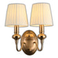 JS-GL-6272-2W - Antique Brass Metal & Fabric Shade Modern Wall Light