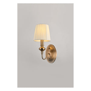 JS-GL-6272/1W - Antique Brass Metal & Fabric Shade Modern Wall Light