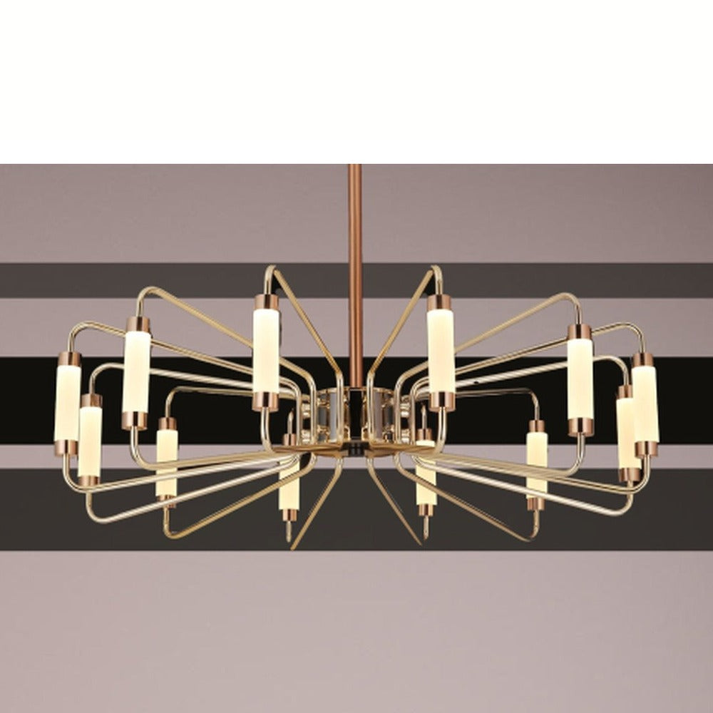 JS-GL-6306-12 - FRENCH GOLD METAL & ACRYLIC Modern Hanging Light