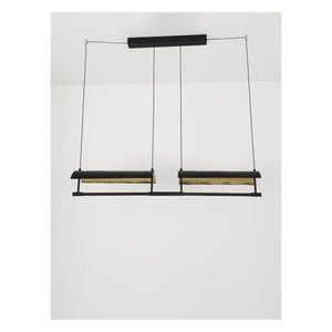 JS-GL-6320-2 - Black & Gold Metal & Acrylic Led Hanging Light