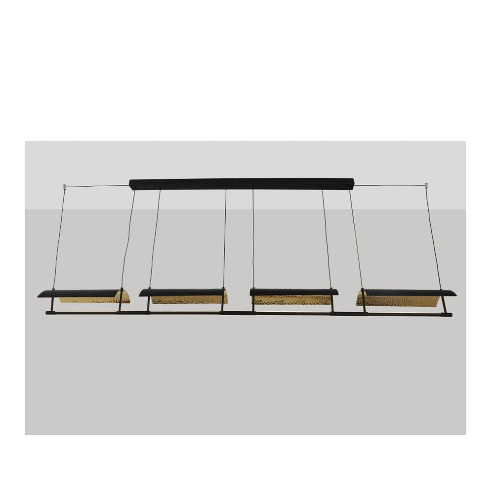 JS-GL-6320-4 - Black & Gold Metal & Acrylic Led Hanging Light
