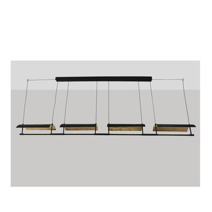 JS-GL-6320-4 - Black & Gold Metal & Acrylic Led Hanging Light