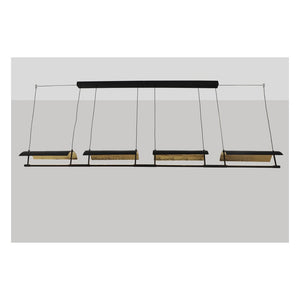 JS-GL-6320-4 - Black & Gold Metal & Acrylic Led Hanging Light