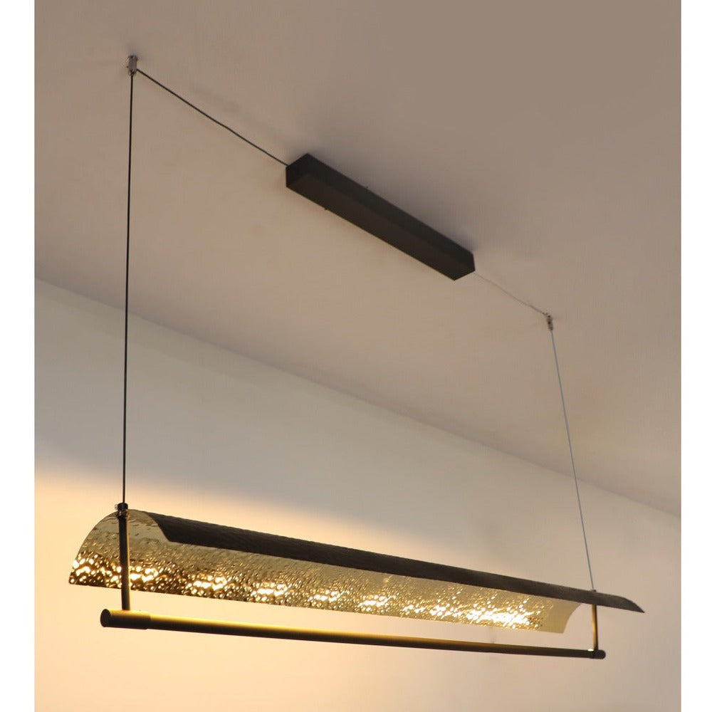 JS-GL-6320-L - Black & Gold Metal & Acrylic Led Hanging Light