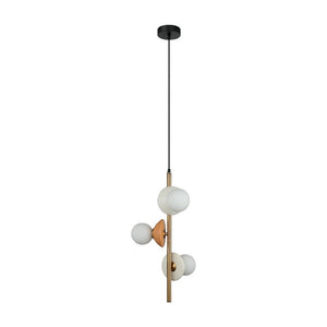 JS-GL-6349-3 CRM - Antique Brass Metal & Ceramic Glass Hanging Light