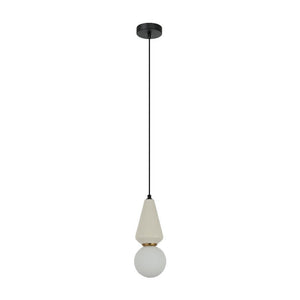 JS-GL-6356-1 - Antique Brass Metal & Ceramic Glass Hanging Light