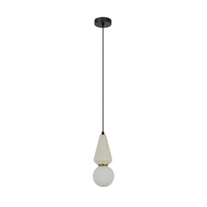 JS-GL-6356-1 - Antique Brass Metal & Ceramic Glass Hanging Light