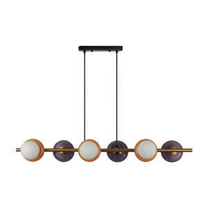 JS-GL-6361-6 - Antique Brass Metal & Glass & Ceramic Led Hanging Light