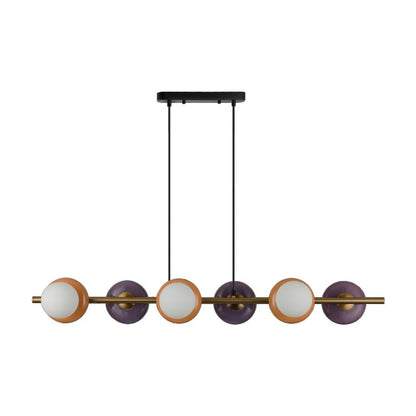 JS-GL-6361-6 - Antique Brass Metal & Glass & Ceramic Led Hanging Light