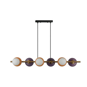 JS-GL-6361-6 - Antique Brass Metal & Glass & Ceramic Led Hanging Light