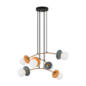 JS-GL-6363-6 - Antique Brass Metal & Ceramic Glass Ball Lights