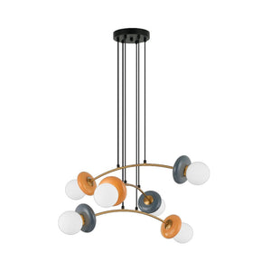 JS-GL-6363-6 - Antique Brass Metal & Ceramic Glass Ball Lights