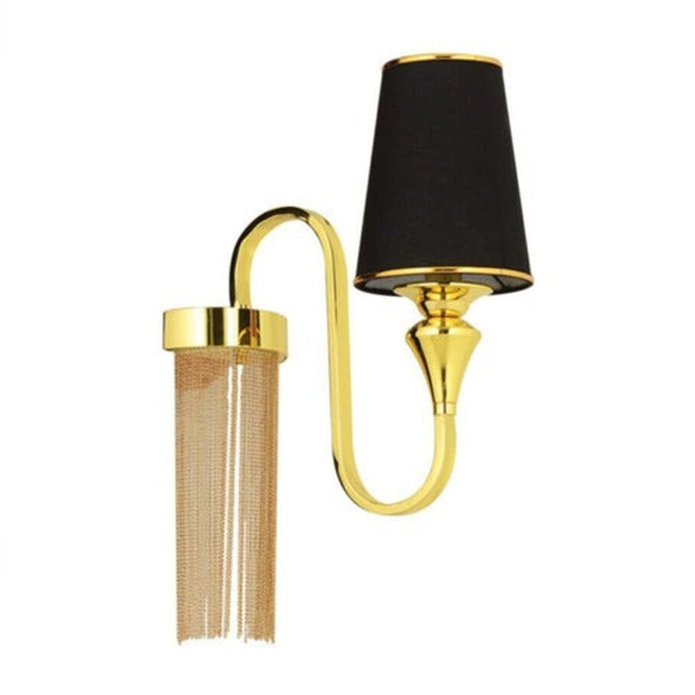 JS-GL-639 -W - Antique Brass Metal & Fabric Shade Modern Wall Light