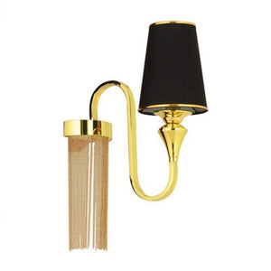 JS-GL-639 -W - Antique Brass Metal & Fabric Shade Modern Wall Light