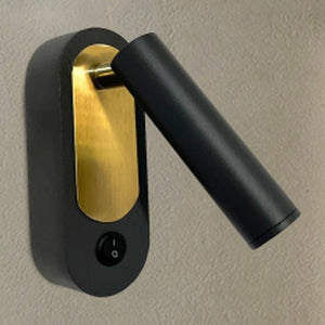 JS-GL-6410-BK - ANTIQUE BRASS & BLACK METAL Bedside Led Reading Wall Light