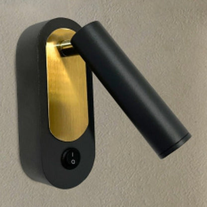 JS-GL-6410-BK - ANTIQUE BRASS & BLACK METAL Bedside Led Reading Wall Light