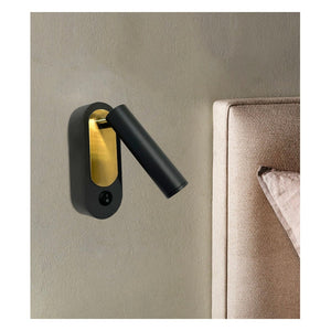 JS-GL-6410-BK - ANTIQUE BRASS & BLACK METAL Bedside Led Reading Wall Light