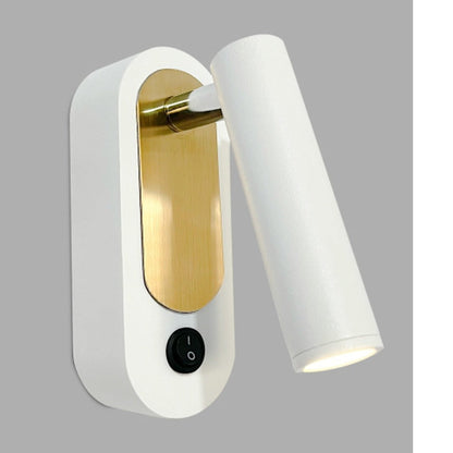 JS-GL-6410-WH - ANTIQUE BRASS & WHITE METAL Bedside Led Reading Wall Light