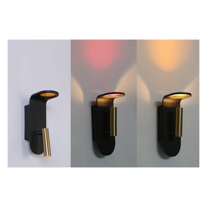 JS-GL-6450-W - Antique Brass & Black Metal & Acrylic With Red, Yellow, Blue Modern Wall Light