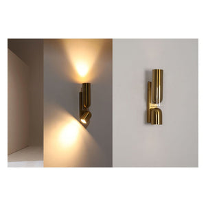 JS-GL-6489B - Antique Brass Metal & Glass Modern Wall Light