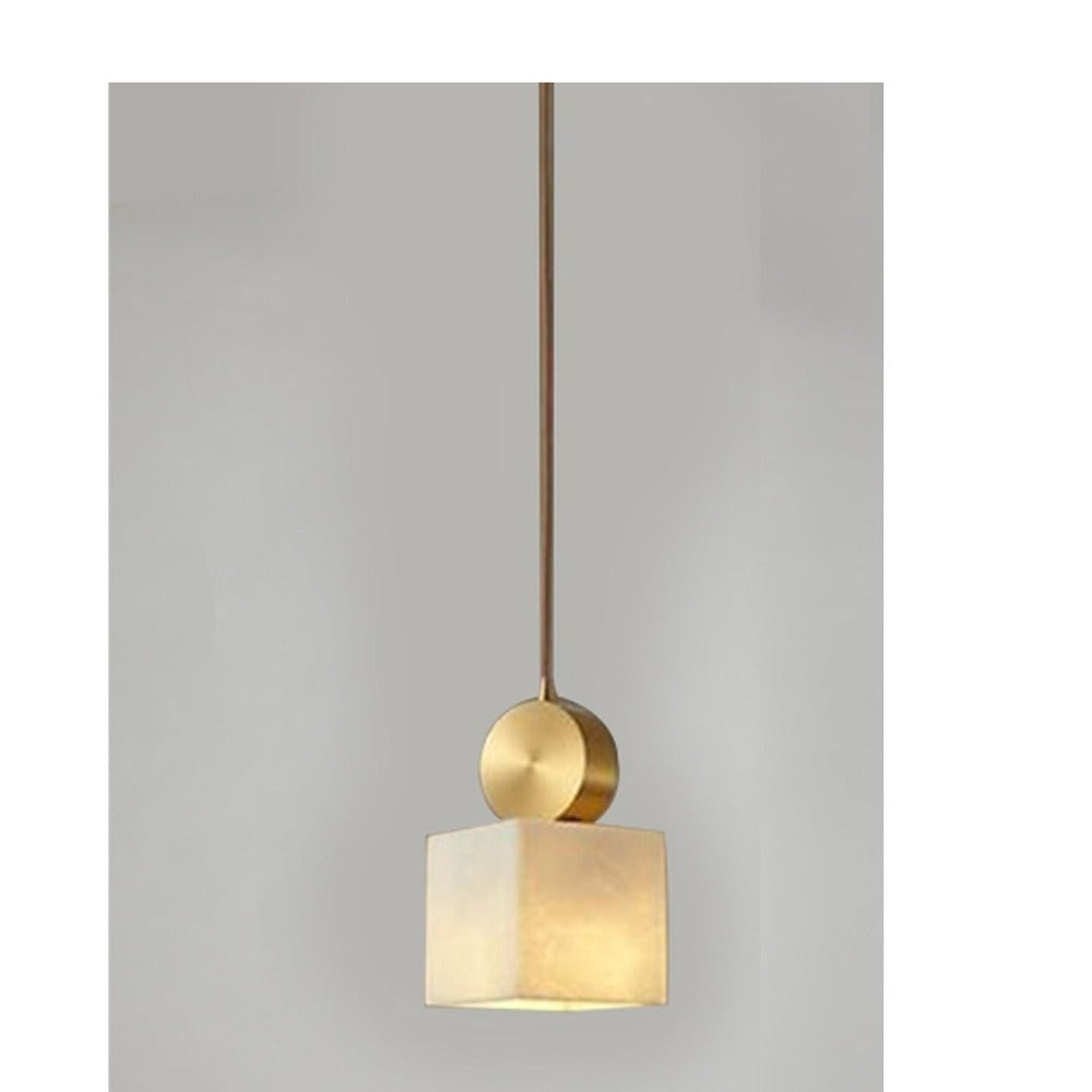 JS-GL-6501-600 - BLACK METAL & ACRYLIC Marble Hanging Light