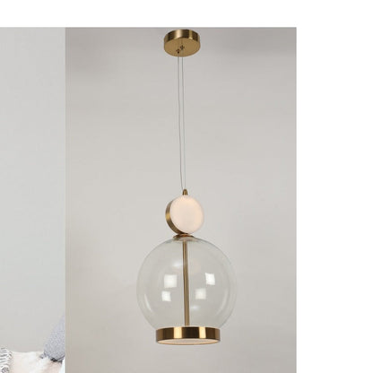 JS-GL-6570D - Antique Brass Metal & Acrylic Glass Hanging Light