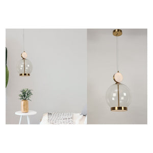 JS-GL-6570D - Antique Brass Metal & Acrylic Glass Hanging Light