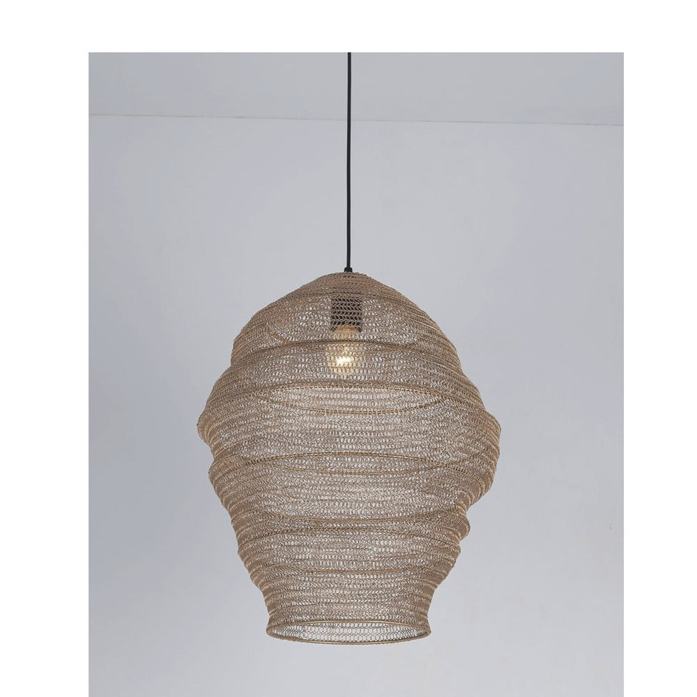 JS-GL-65967 - Brass Gold & Black Metal Hanging Light