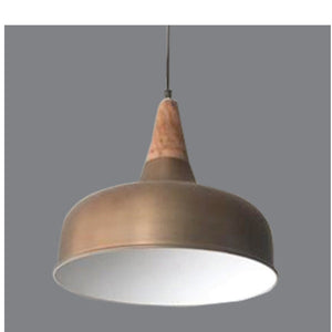 JS-GL-6600-1 - BRUSHED COPPER & WHITE WOOD Metal Hanging Light