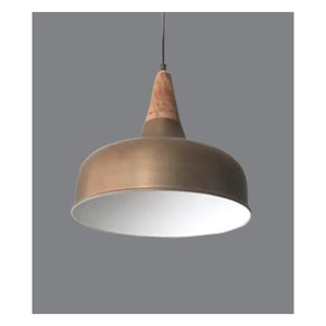 JS-GL-6600-1 - BRUSHED COPPER & WHITE WOOD Metal Hanging Light